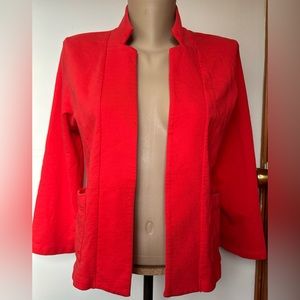 Lilla P Open Cardigan Blazer Jacket Red Cotton